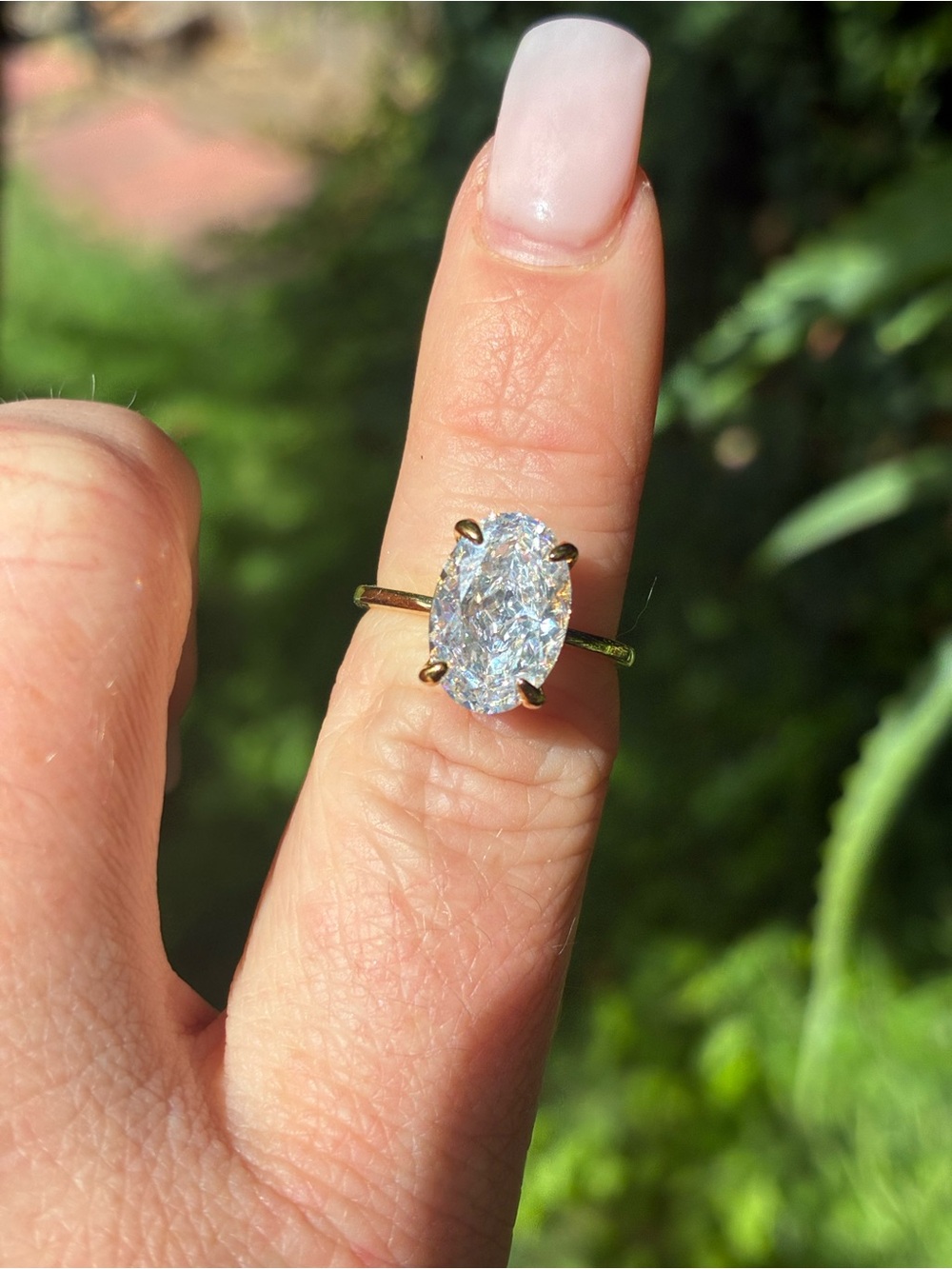 Oval Moissanite Solitaire Ring 18k plating